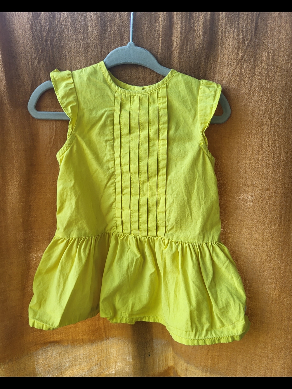 Petit Bateau 100% Cotton Yellow Sleeveless Girl's Dress Size 6 month